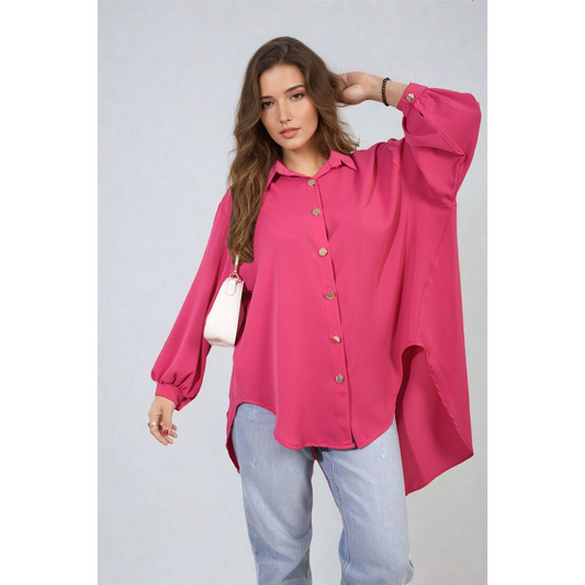 Oversized Collared Button Down Top