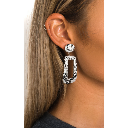 Statement Drop Croc Print Earrings