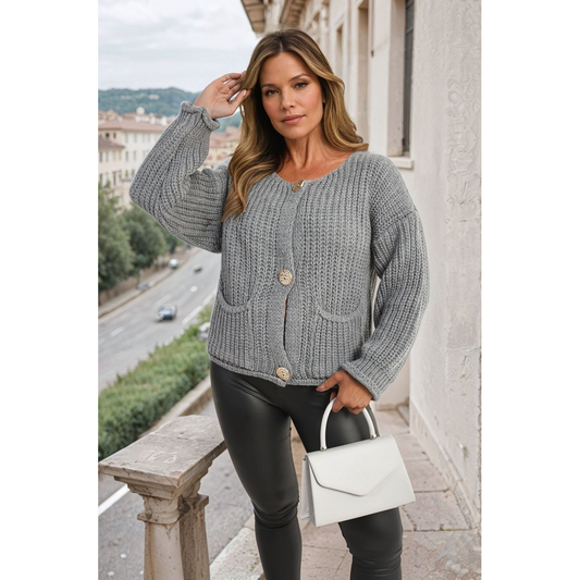 Chunky Cable Button Knit Cardigan