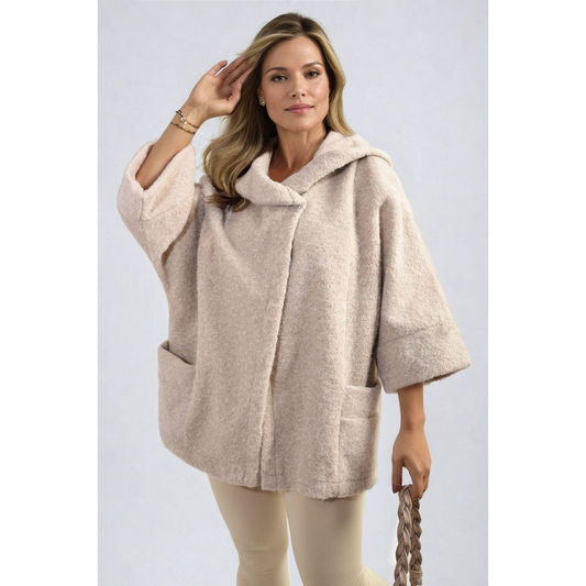 Cowl Neck Oversized Cape Jacket