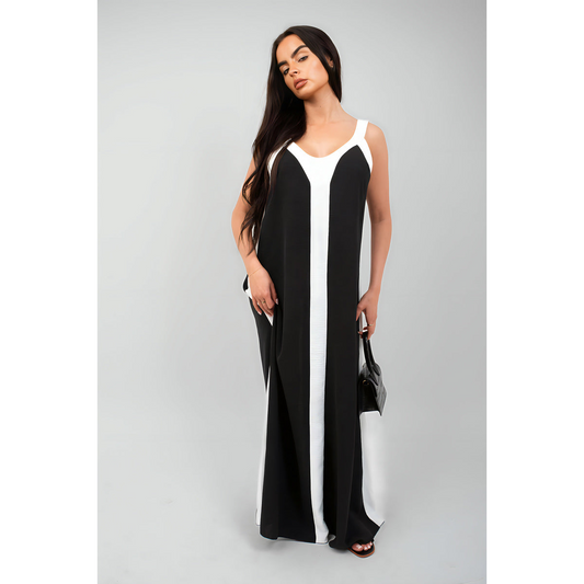 Two-Tone Sleeveless Cami Maxi Dress