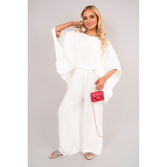 Batwing Top and Drawstring Wide Leg Trousers Co-ord Set