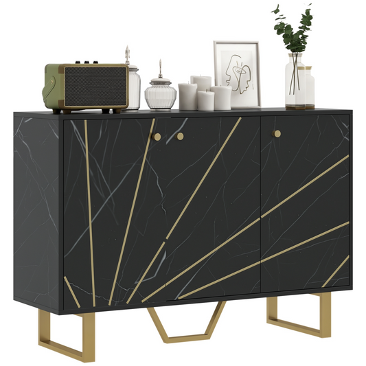 HOMCOM Sideboard Storage Cupboard with Metal Legs for Living Room