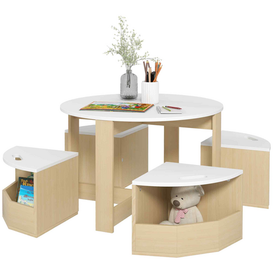 AIYAPLAY Kids Table and Chairs Set with Storage