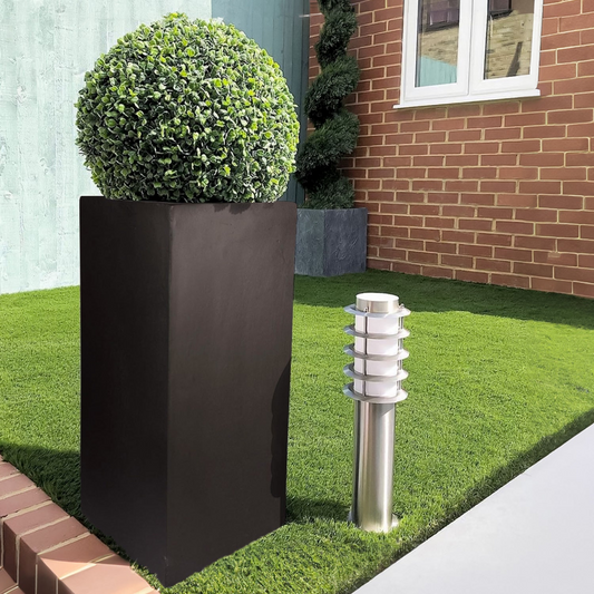 IDEALIST Lite Contemporary Light Concrete Garden Tall Square Planter, Outdoor Plant Pot H60 L27 W27 cm, 44L