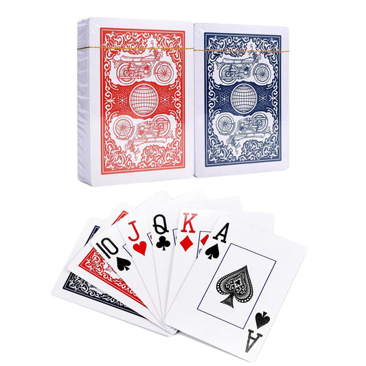 Vinsani Traditional Motorbike Poker Casino Plastic Coated Playing Cards Decks (2 / 4 / 6 / 12)
