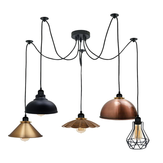 Retro Vintage Chandelier Ceiling Spider Light Industrial Pendant 5 Way DIY Lamp