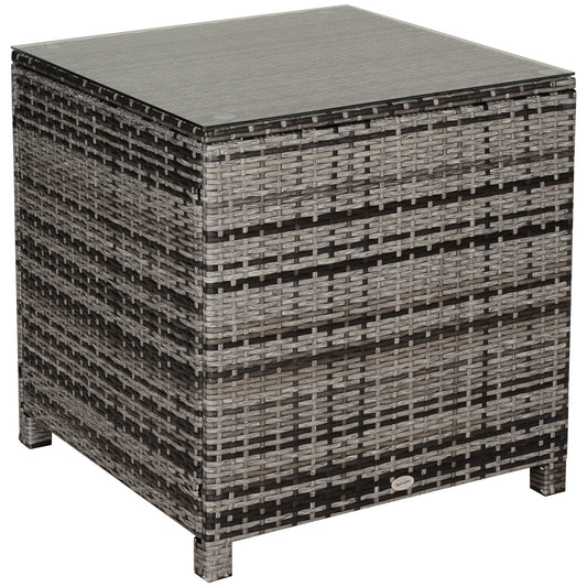 Tempered Glass Top Outdoor Garden Rattan Side Table