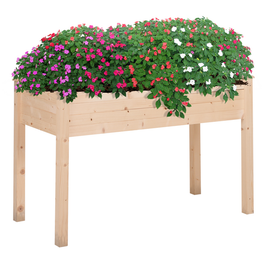 Raised Wood Garden Bed Planter