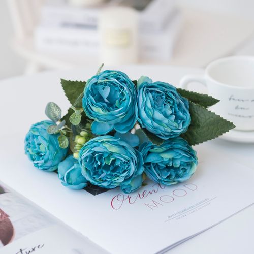 HUALIANQI Red Silk Peony Roses - Elegant Artificial Bouquet for Weddings