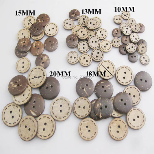 ZOTFEL Eco-Friendly Coconut Buttons - Durable 2-Hole Design