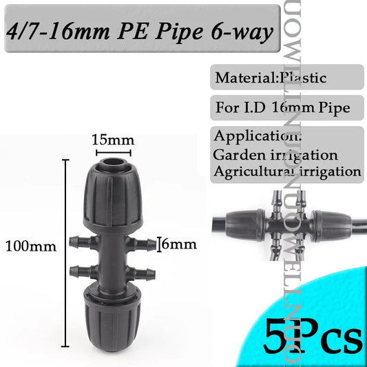 16mm Garden Irrigation Water Connectors - Durable POM Plastic Pipes