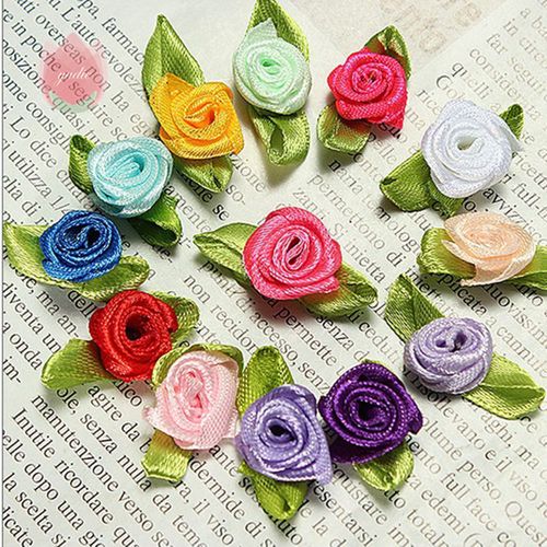 QIANHUAYU 2CM Silk Bow-Knot Mini Rosette - 50pcs for Elegant Decor