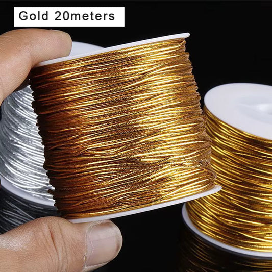 Elastic Gold & Silver Cored Rope - Eco-Friendly Craft Cord for DIY Projects