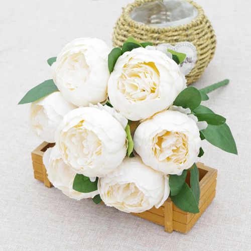 Green Aloes Silk Peony Bouquet - Elegant Home Decoration Floral Arrangement