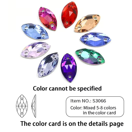 JUNJIAO 18x9mm Leaf Glass Rhinestones - High-Quality Flatback for DIY Crafts