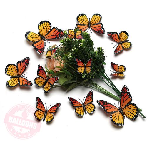 12pcs PVC Monarch Butterfly Decor for Weddings & Parties - Creative Decoration
