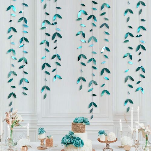 Green Leaf Garland Banner - Decorative 13ft Paper Party Decor for Events