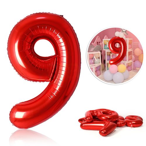 40-Inch Red Number Foil Balloons for Birthday & Party Celebrations
