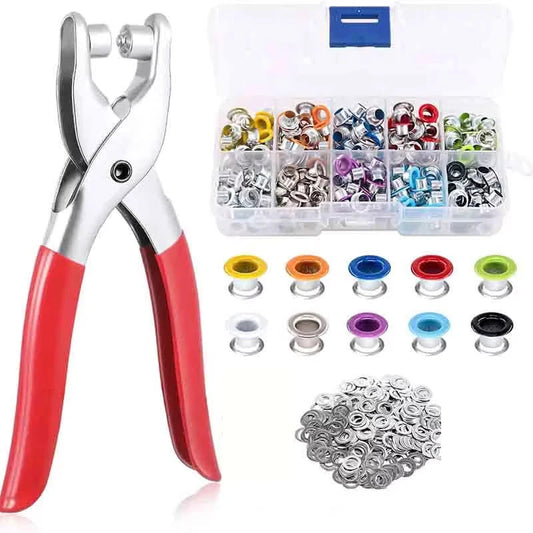 300Pcs Metal Eyelets Kit with Hole Punch - Easy Decorative Repairs