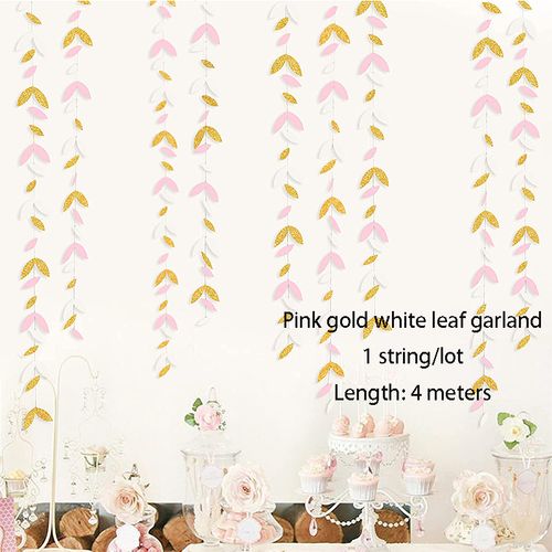 10Ft Pink White Gold Triangle Garland Banner for Party Decor
