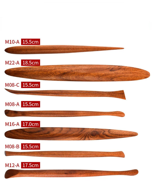 7-Piece Red Wood Clay Pottery Tool Set for Fine Sculpture Art