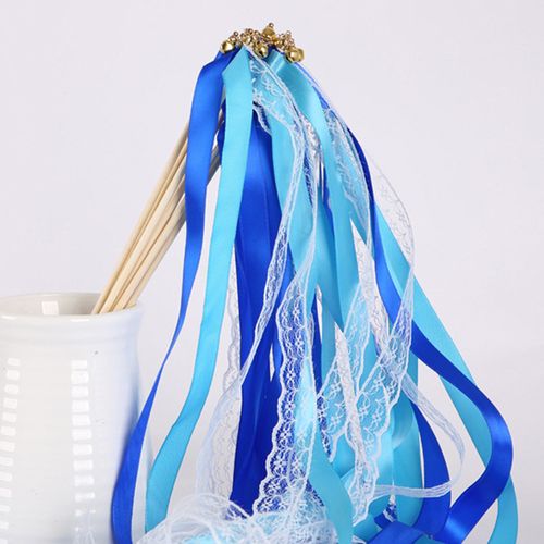 Colourful Ribbon Wedding Wands with Bells for Elegant Decorations