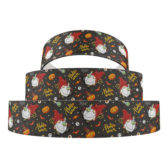 5 Yards Multi Size Halloween Skull Pumpkin Printed Grosgrain Ribbons For Bow DIY Craft Decoration Gift Packing Supplies,5Yc39813