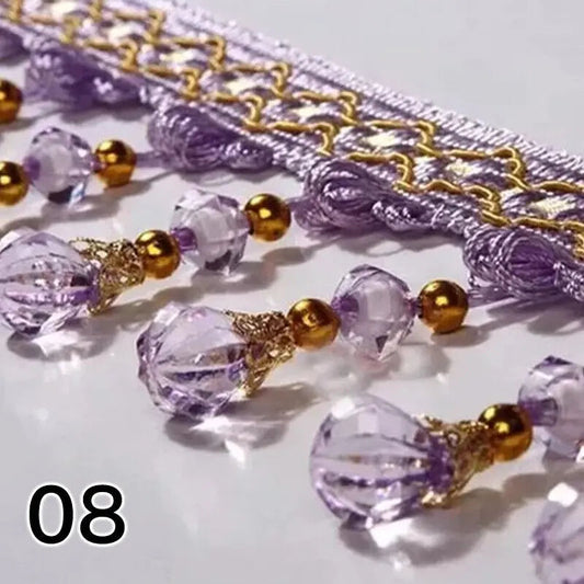 Elegant Beaded Fringe Decor for Curtain & Home Textile - 12M Length