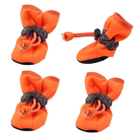 4pcs Waterproof Anti-Skid Dog Shoes - Warmth & Protection for Pets