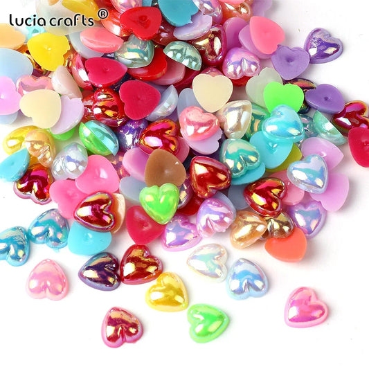 8/10/12mm AB FlatBack Pearl Beads Love Gule On Rhinestones For DIY Nail Art Garment Decor I0828