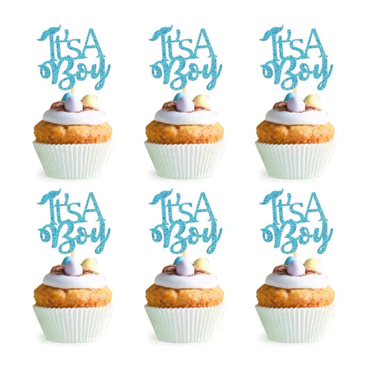 12Pcs Its A Boy Girl Cupcake Toppers Cake Picks for Baby Shower 1st Birthday Gender Reveal Party Decorations Favor