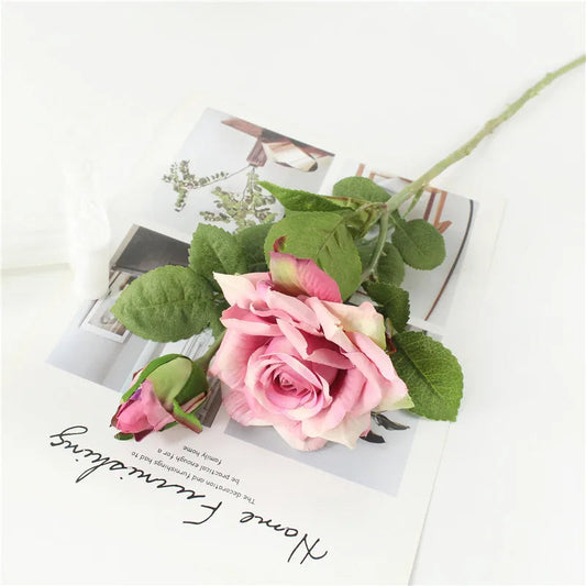 YO CHO Silk Roses Bouquet for Wedding & Home Decoration - 48cm Artificial Flowers