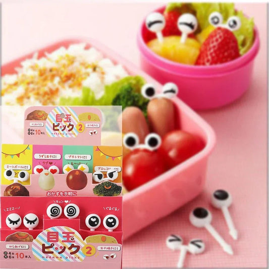 10/30/50Pcs Mini Skewers Cute Cartoon Eyes Kawai Lunch Bento Box Food Fruit Picks Fork Sticks Buffet Sandwich Toppers Decor fork