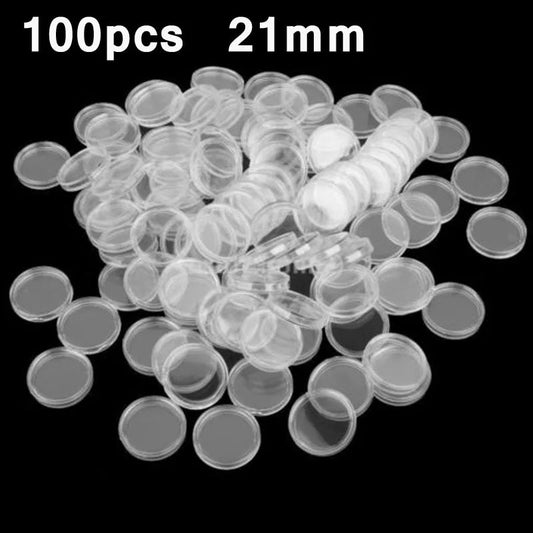 100Pcs 16/18/20/21/23/25/26/28/30mm Round Coin Holder Capsule Protector Box For Coin Collection Case Storage Box Organizer