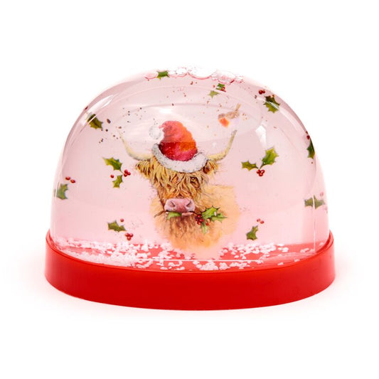 Christmas Jan Pashley Highland Coo Cow Large Glitter Snow Storm