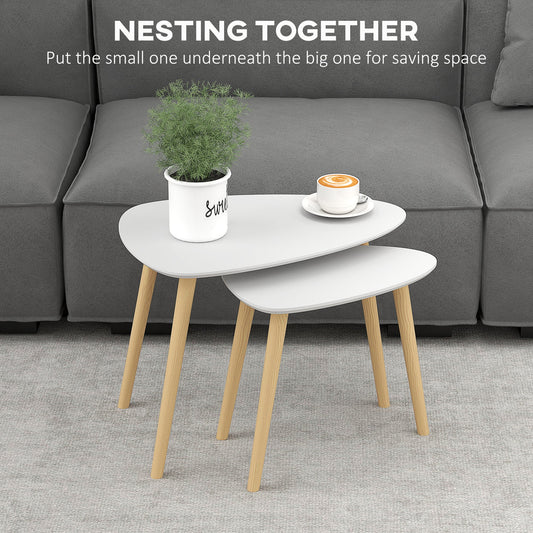 HOMCOM Side Table Set of 2, Modern End Coffee Bedside Tables Grey Natural