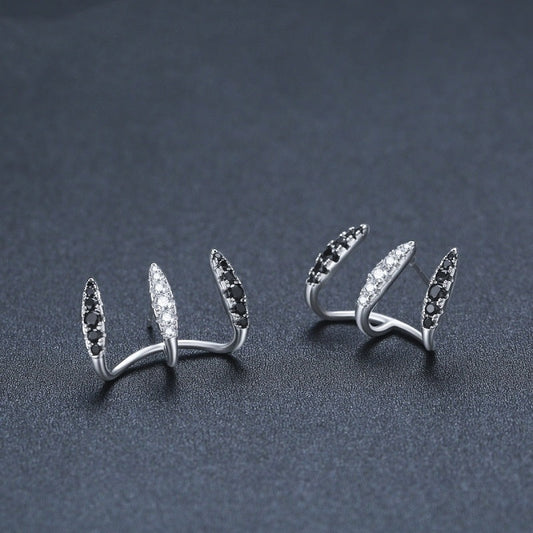 Three-claw Ear Clip Copper Simple Zircon Earrings