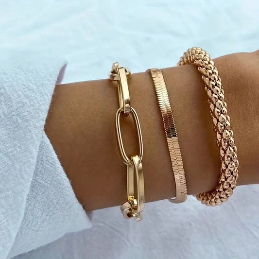 Snake Bone Chain Multi-layer Bracelet Creative Retro 3-piece Set