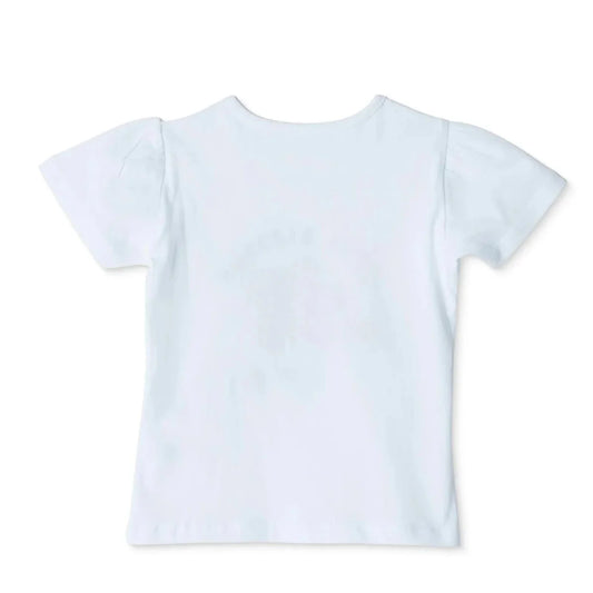 HelloBaby Girls T-shirt Floral Print Crew Neck Short Sleeve - Ecru