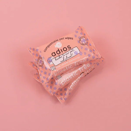 Adios Plastic Compostable Pet Wipes 25 Pack | Luxury Home Accessories | Heulog Glow