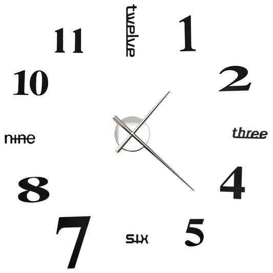 vidaXL 3D Wall Clock Modern Design 100 cm XXL Black