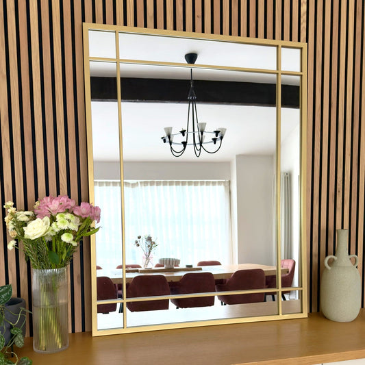 Aimi - Gold Metal Rectangle Window Mirror - 95cm x 120cm.