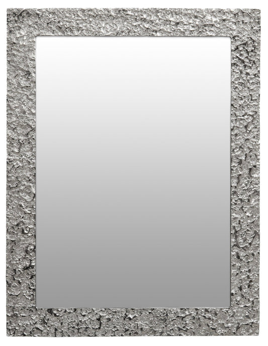 Akola Textured Silver Frame Rectangular Wall Mirror | Luxury Home Accessories | Heulog Glow