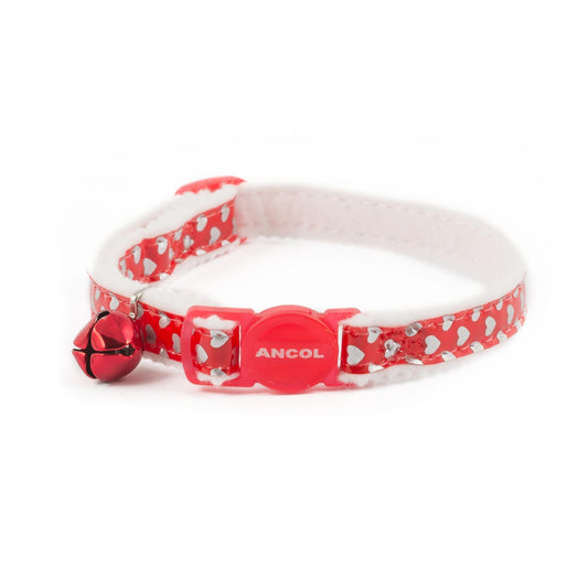 Ancol Cat Collar Refl Gloss Hearts Red | Luxury Home Accessories | Heulog Glow