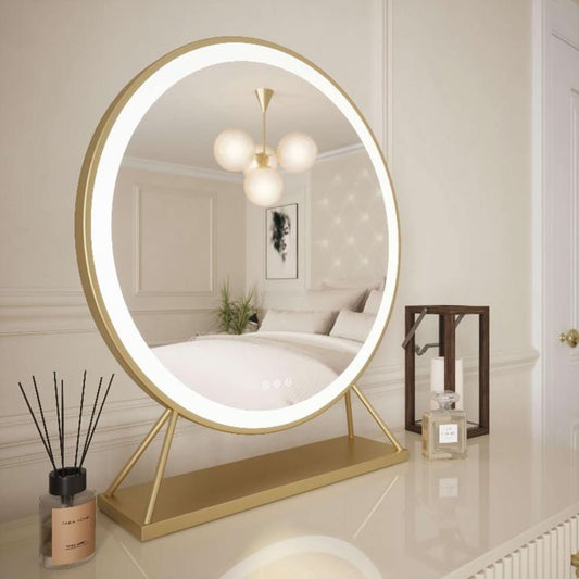 Anne Round Hollywood Mirror Gold 60x67CM | Luxury Home Accessories | Heulog Glow