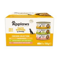 Applaws Taste Toppers Chicken Tin Selection In Broth Multipack, 8 x 156g | Luxury Home Accessories | Heulog Glow