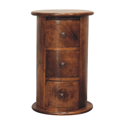 Artisan Furniture Solid Mango Wood Mini Chestnut Drum Chest | Luxury Home Accessories | Heulog Glow