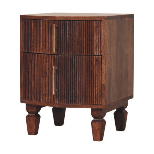 Artisan Furniture Solid Wood Harper Nightstand, 2 Drawers, Dark Brown | Luxury Home Accessories | Heulog Glow