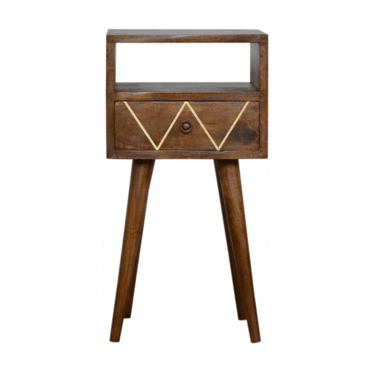 Artisan Furniture Solid Wood Mini Geo Brass Bedside | Luxury Home Accessories | Heulog Glow
